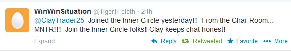 Joined the Inner Circle yesterday!! From the Chat Room... MNTR!!! Join the Inner Circle folks! Clay keeps chat honest!