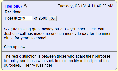$AQUM making great money off of Clay's Inner Circle calls! Just one call has made me enough money to pay for the inner circle for years to come!