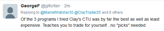 Of the 3 programs I tried Clay's CTU was by far the best as well as least expensive. Teaches you to trade for yourself... no "picks" needed