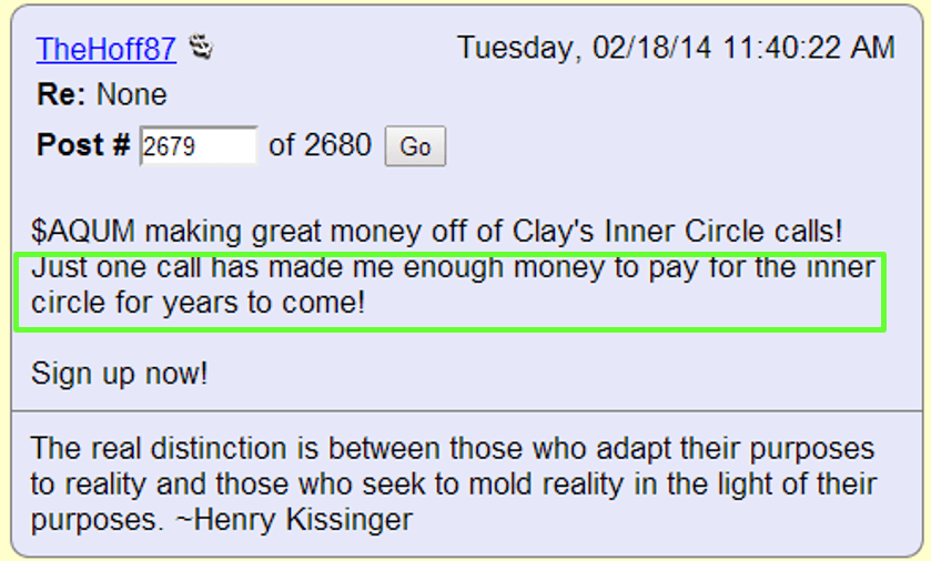 $AQUM making great money off of Clay's Inner Circle calls! Just one call has made me enough money to pay for the Inner Circle for years to come! Sign up now!